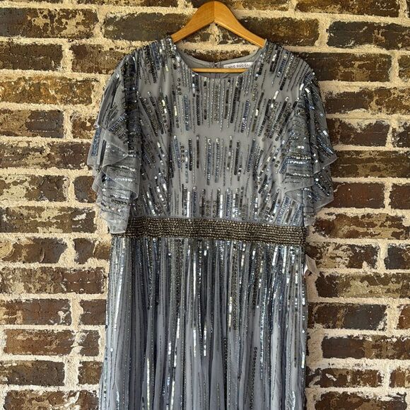 Mac Duggal Flare Sleeve Embellished Sequin Dress Size 16 - Picture 5 of 12